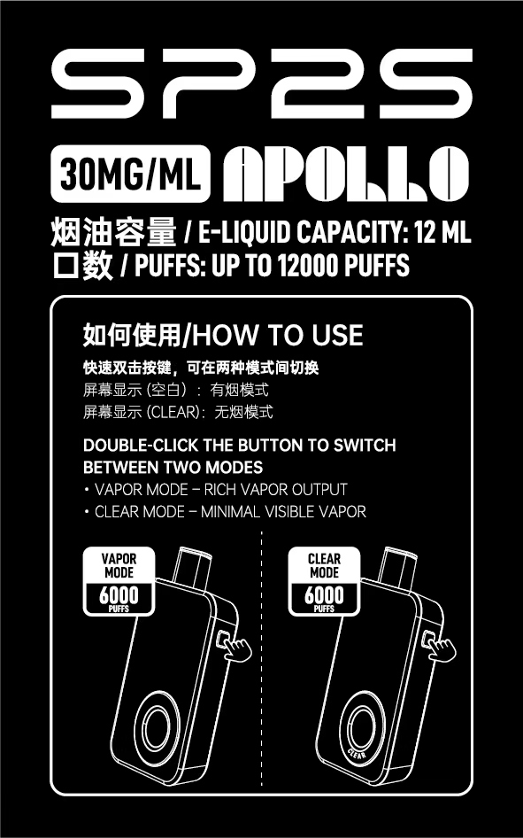 SP2抛棄式12000口 【 有煙/無煙雙模式可調】 新品上市【滿10送1請備注送的口味】